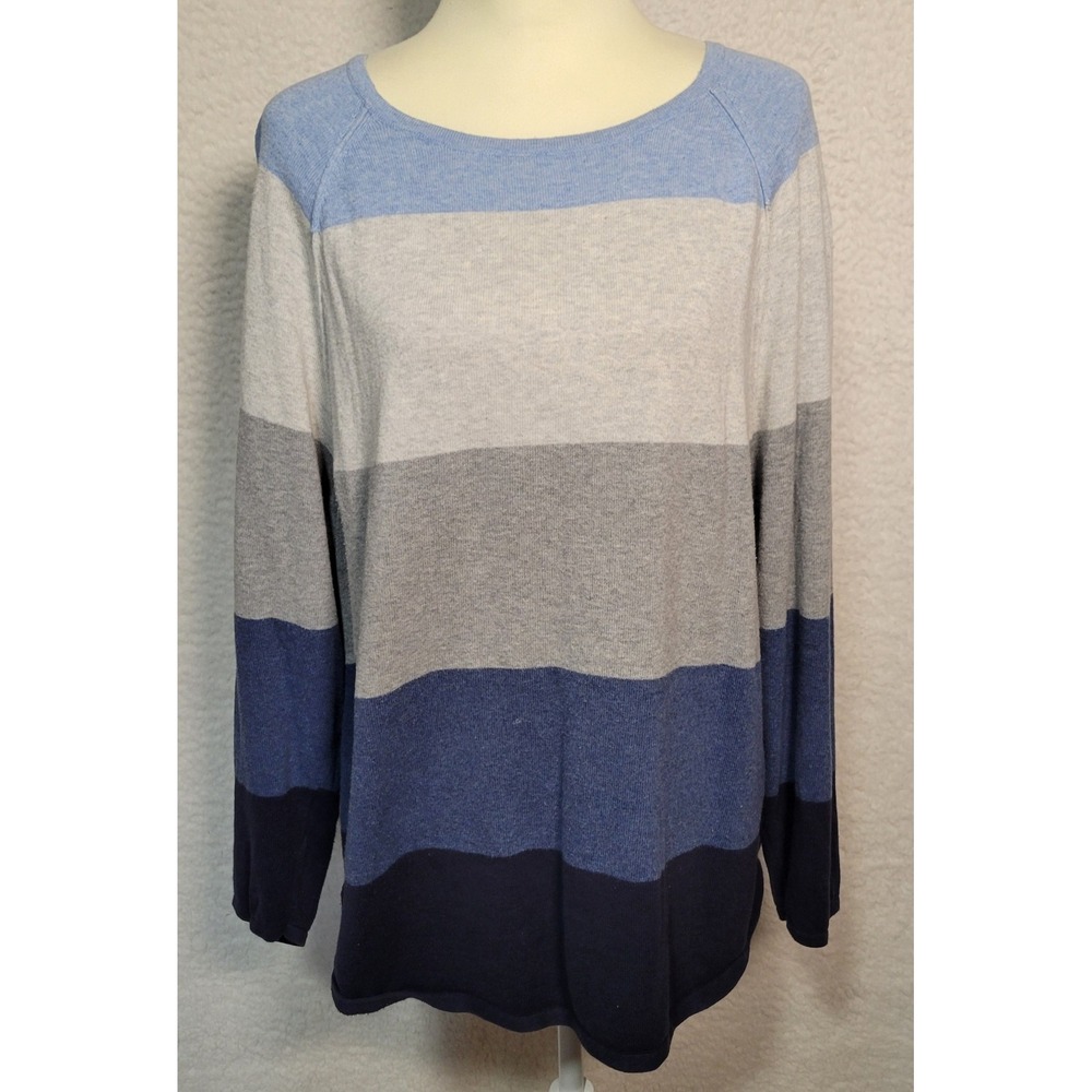 Karen Scott Long Sleeve Women's Sweater Size XXL 2XL Pullover Blue Gray 1893